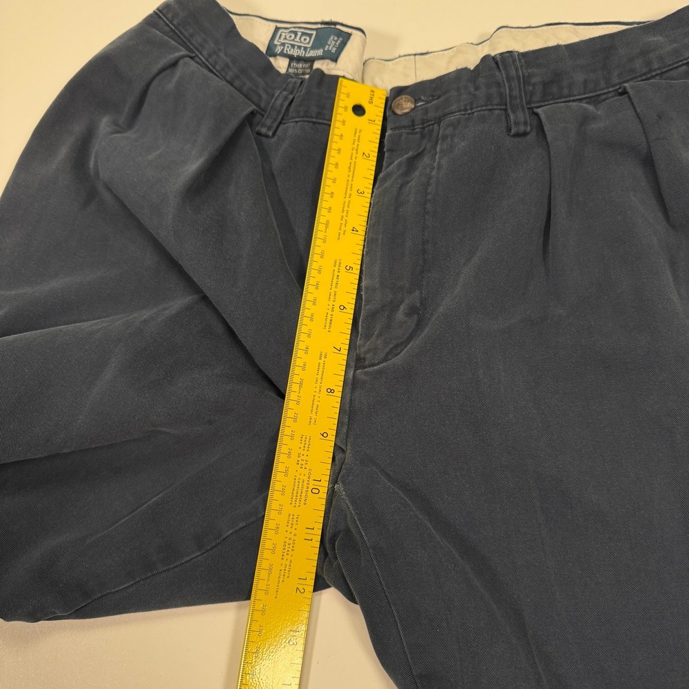 Polo Ralph Lauren Ethan Pant Mens 34x30 Navy Blue Pleated Chino Cotton Tag 34x32 - Picture 14 of 16